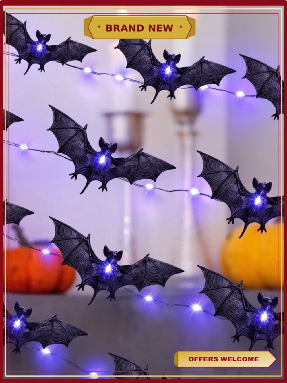 Halloween Bats String Lights 9.8FT 30 LED Indoor Outdoor Decor